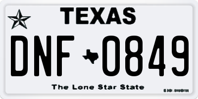TX license plate DNF0849