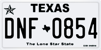 TX license plate DNF0854