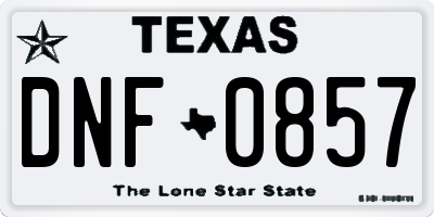 TX license plate DNF0857