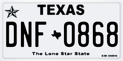 TX license plate DNF0868