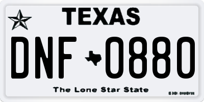 TX license plate DNF0880