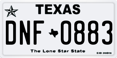 TX license plate DNF0883