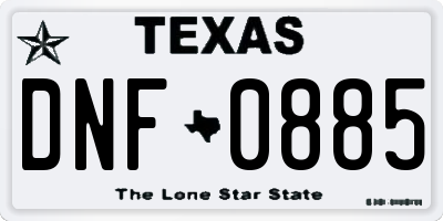 TX license plate DNF0885