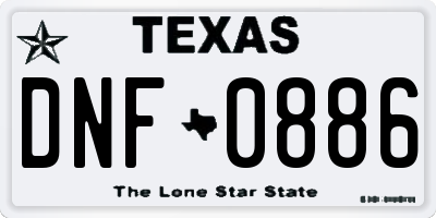 TX license plate DNF0886