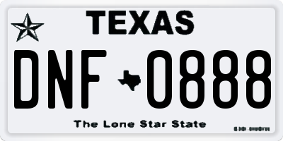TX license plate DNF0888