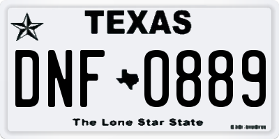 TX license plate DNF0889