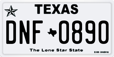 TX license plate DNF0890