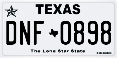 TX license plate DNF0898