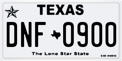 TX license plate DNF0900
