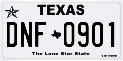TX license plate DNF0901