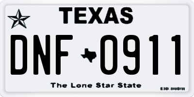 TX license plate DNF0911