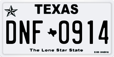 TX license plate DNF0914