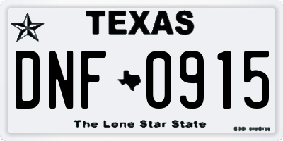 TX license plate DNF0915