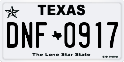 TX license plate DNF0917