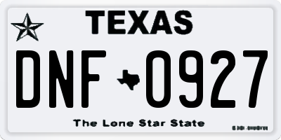 TX license plate DNF0927