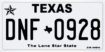 TX license plate DNF0928
