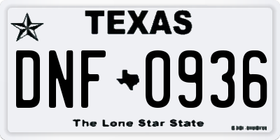 TX license plate DNF0936
