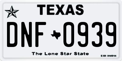 TX license plate DNF0939