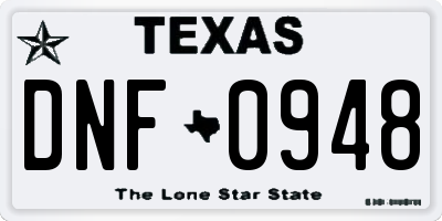 TX license plate DNF0948