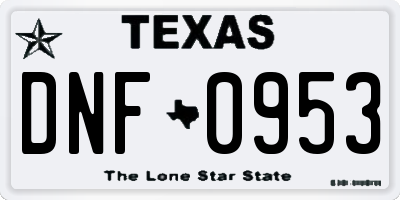 TX license plate DNF0953