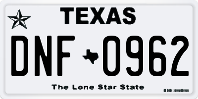TX license plate DNF0962