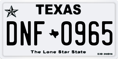 TX license plate DNF0965