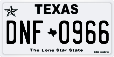 TX license plate DNF0966