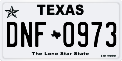 TX license plate DNF0973