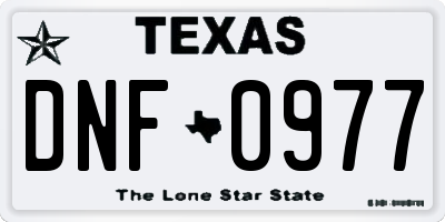 TX license plate DNF0977