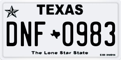 TX license plate DNF0983