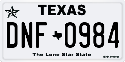 TX license plate DNF0984