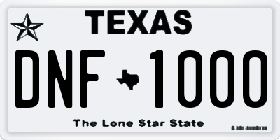 TX license plate DNF1000