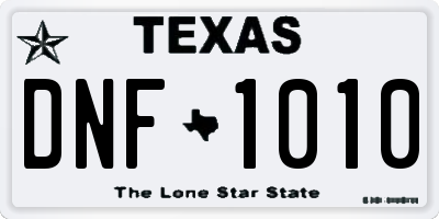 TX license plate DNF1010