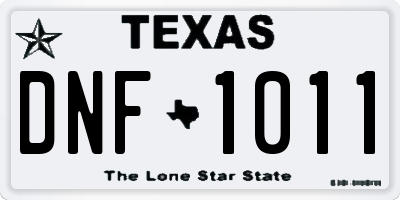 TX license plate DNF1011