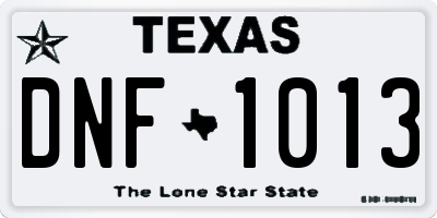 TX license plate DNF1013