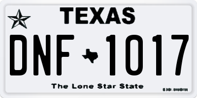 TX license plate DNF1017