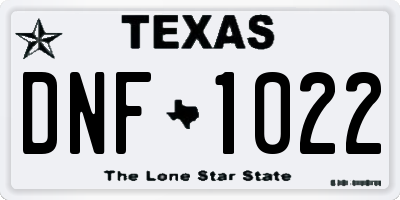 TX license plate DNF1022