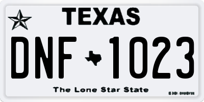 TX license plate DNF1023