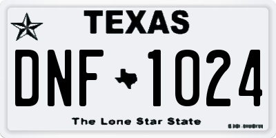 TX license plate DNF1024