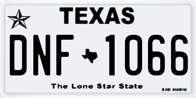 TX license plate DNF1066