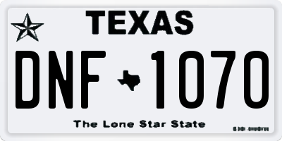 TX license plate DNF1070