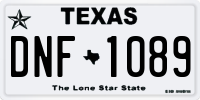 TX license plate DNF1089
