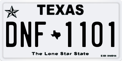 TX license plate DNF1101