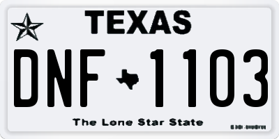 TX license plate DNF1103