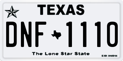 TX license plate DNF1110