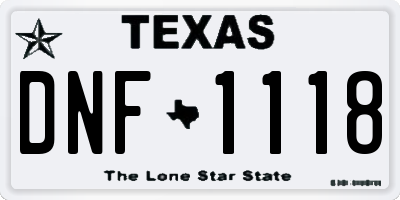 TX license plate DNF1118