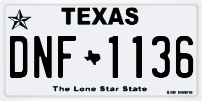 TX license plate DNF1136