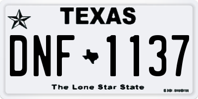 TX license plate DNF1137
