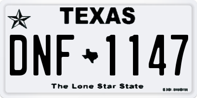 TX license plate DNF1147
