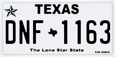 TX license plate DNF1163